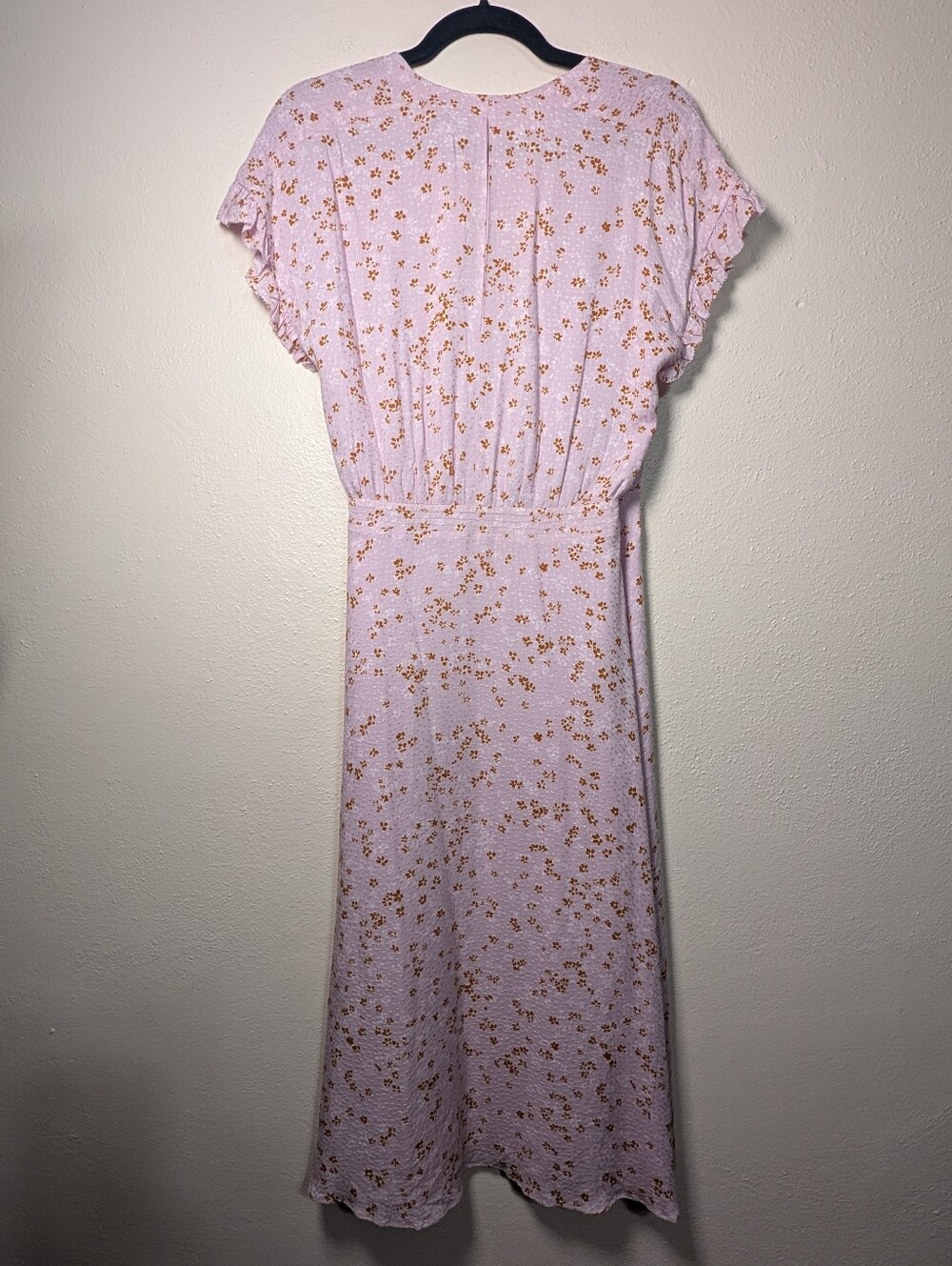 Joie Lavender Floral Wrap Midi Dress Ruffle Sleeve Small - Picture 6 of 16